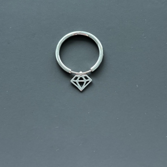 Sova Jewels Jewelry - 14K Solid  White Genuine Gold Ring with Diamond Charm